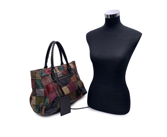BALENCIAGA Borsa Shopper in Pelle Col. Multicolore Sunday L
