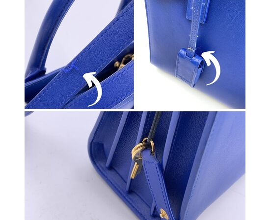 SAINT LAURENT Borsa Shopper in Pelle Col. Blu Sac de Jour S