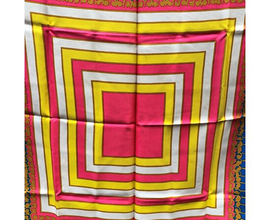 YVES SAINT LAURENT Foulard Vintage in Seta Col. Multicolore