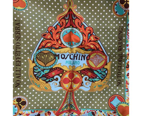 MOSCHINO Foulard Vintage in Seta Col. Multicolore