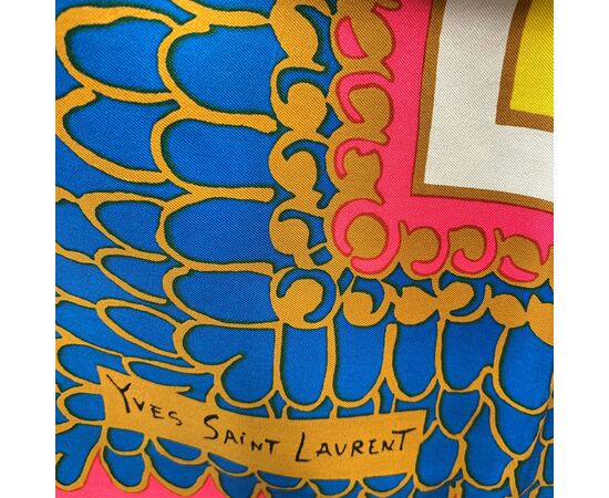 YVES SAINT LAURENT Foulard Vintage in Seta Col. Multicolore