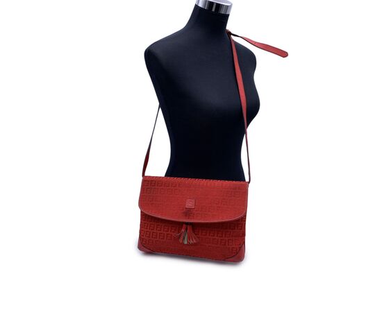 FENDI Borsa a Tracolla Vintage in Tela Col. Rosso M