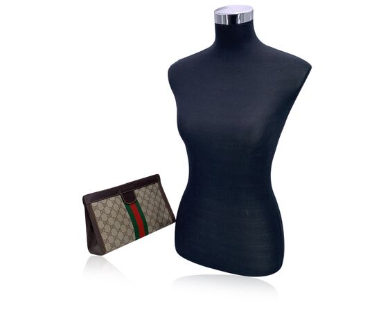 GUCCI Pochette Vintage in Tela Col. Marrone Ophidia S