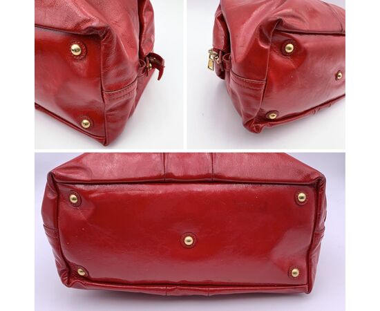 YVES SAINT LAURENT Borsa a Mano in Pelle Lucida Col. Rosso Easy M