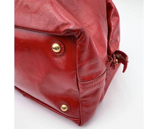 YVES SAINT LAURENT Borsa a Mano in Pelle Lucida Col. Rosso Easy M