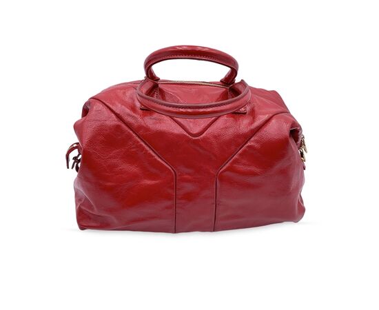 YVES SAINT LAURENT Borsa a Mano in Pelle Lucida Col. Rosso Easy M