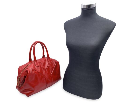 YVES SAINT LAURENT Borsa a Mano in Pelle Lucida Col. Rosso Easy M