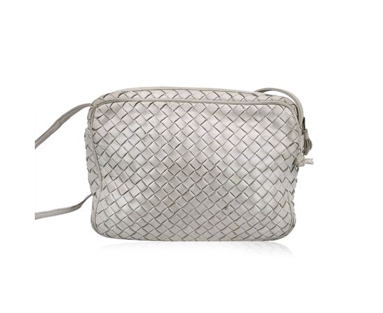 BOTTEGA VENETA Borsa a Tracolla Vintage in Pelle Col. Bianco Nodini S