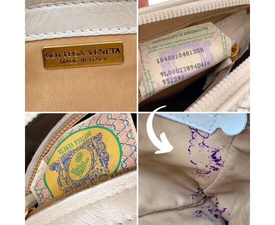 BOTTEGA VENETA Borsa a Tracolla Vintage in Pelle Col. Bianco Nodini S