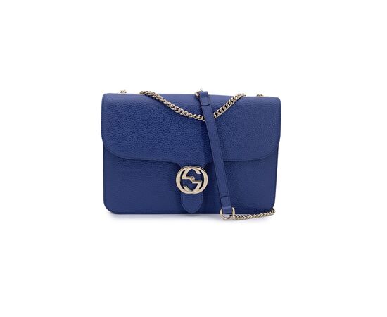 GUCCI Borsa a Tracolla in Pelle Col. Blu Interlocking M
