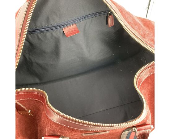 GUCCI Borsa da Viaggio in Camoscio Col. Bordeaux Ophidia L