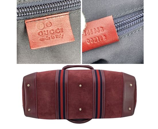GUCCI Borsa da Viaggio in Camoscio Col. Bordeaux Ophidia L