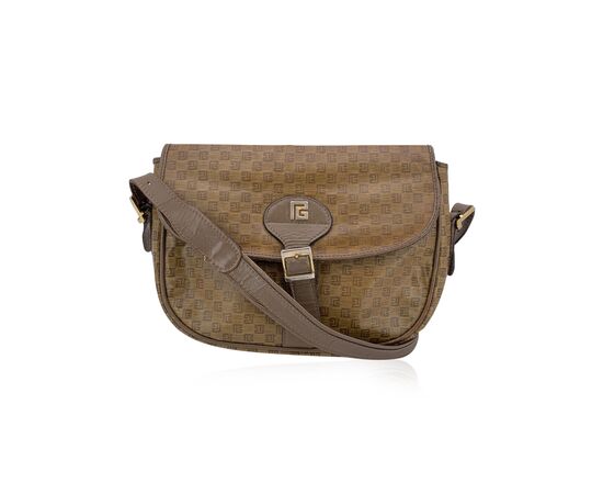 PIERRE BALMAIN Borsa a Tracolla Vintage in Tela Col. Marrone M