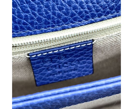 GUCCI Borsa a Tracolla in Pelle Col. Blu Interlocking M