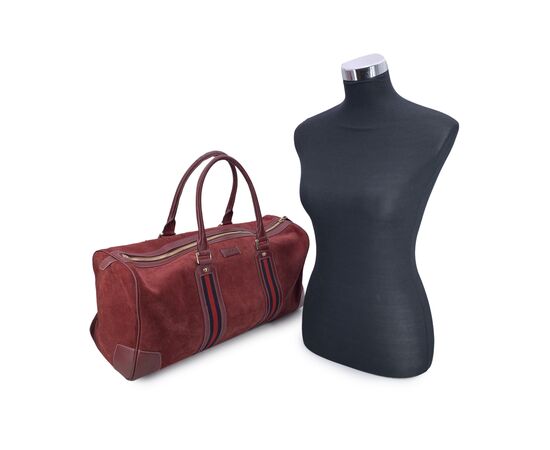 GUCCI Borsa da Viaggio in Camoscio Col. Bordeaux Ophidia L