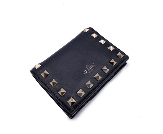 VALENTINO GARAVANI Portafoglio in Pelle Col. Nero Rockstud S