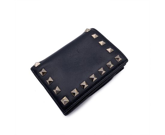 VALENTINO GARAVANI Portafoglio in Pelle Col. Nero Rockstud S