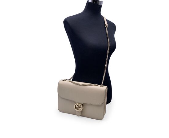 GUCCI Borsa a Tracolla in Pelle Col. Beige Interlocking M