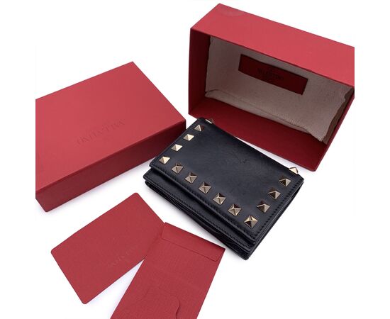 VALENTINO GARAVANI Portafoglio in Pelle Col. Nero Rockstud S