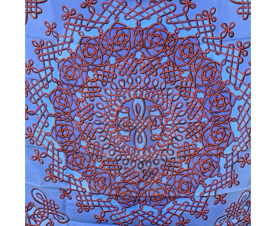 HERMES Foulard Vintage in Seta Col. Blu Carre 90