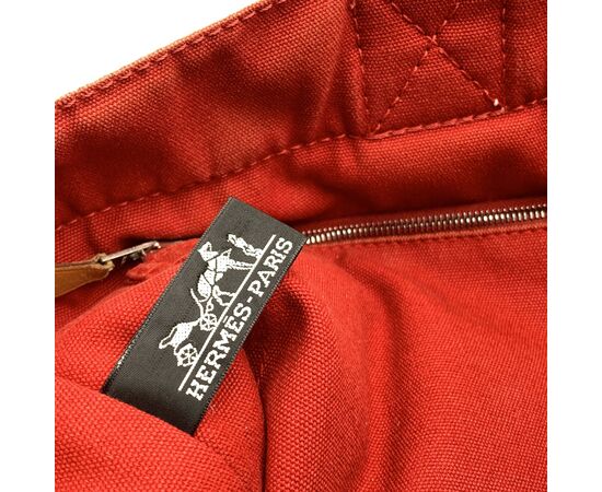 HERMES Borsa Shopper Vintage in Cotone Col. Rosso Toto M