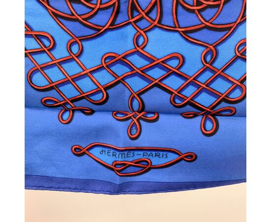 HERMES Foulard Vintage in Seta Col. Blu Carre 90