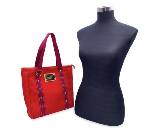 LOUIS VUITTON Borsa Shopper in Tela Col. Rosso Antigua M