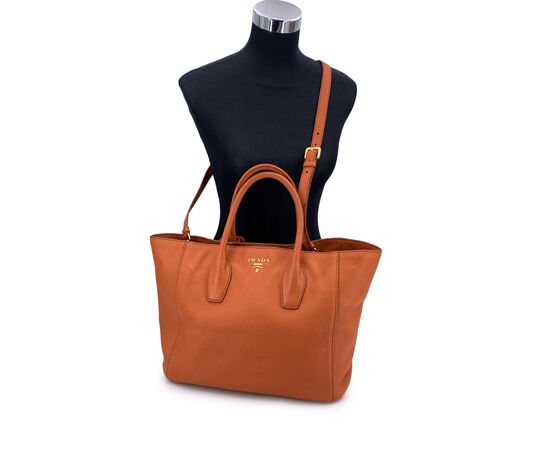 PRADA Borsa Shopper in Pelle Col. Arancione Galleria M