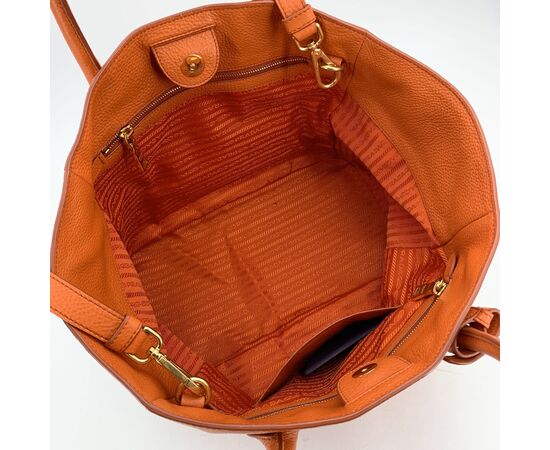 PRADA Borsa Shopper in Pelle Col. Arancione Galleria M