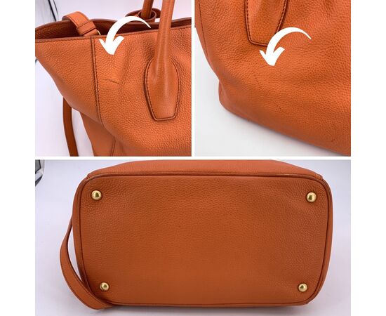PRADA Borsa Shopper in Pelle Col. Arancione Galleria M