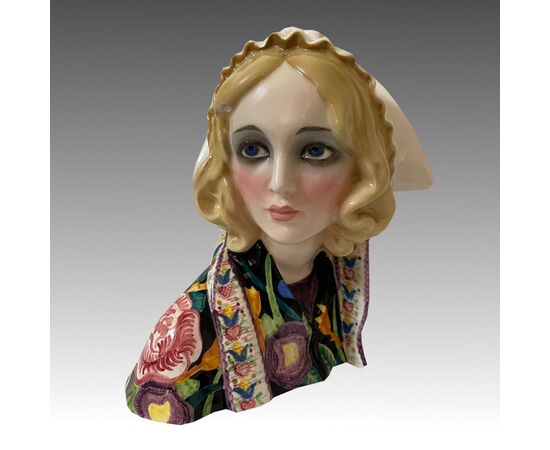 ESSEVI, Sandro Vacchetti, La campagnola bella, Scultura busto di donna ceramica