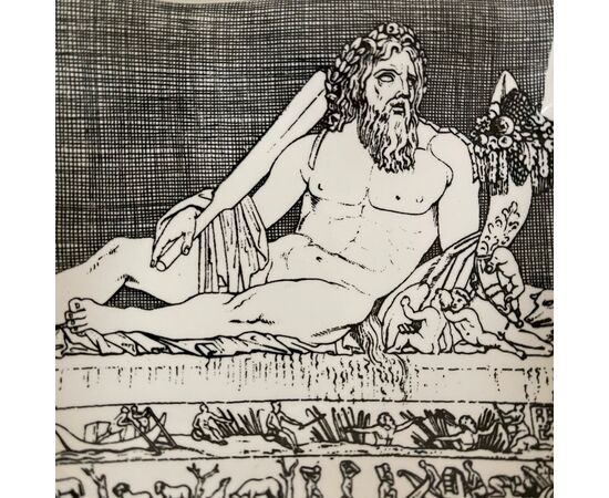 FORNASETTI, Posacenere scultura Allegoria del Nilo, ceramica decorata