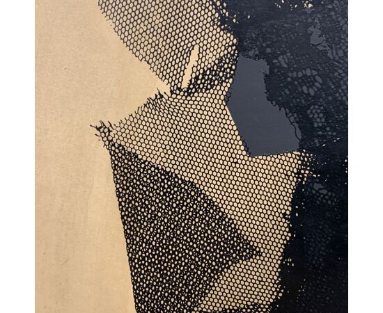 ARMANDO TESTA, Gatto nero, serigrafia su legno, firmata, 1960