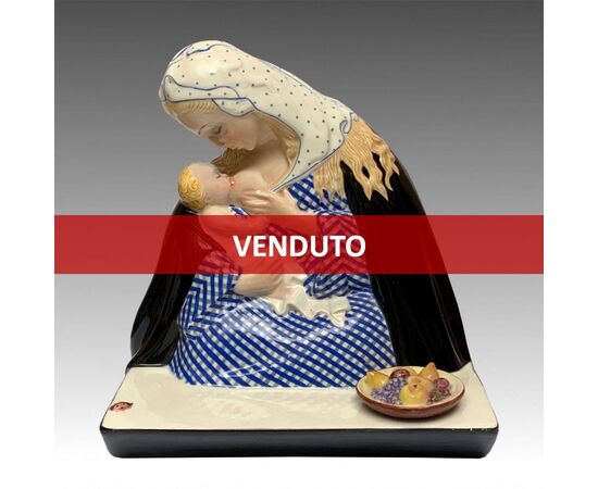 LENCI, SANDRO VACCHETTI, Madonna, ceramica decorata a mano