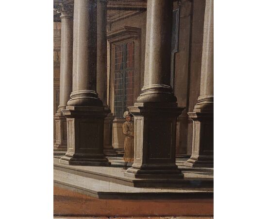 DIPINTO CON CAPRICCIO ARCHITETTONICO SECONDA META’ XVIII SECOLO 