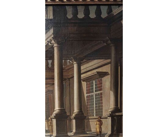 DIPINTO CON CAPRICCIO ARCHITETTONICO SECONDA META’ XVIII SECOLO 