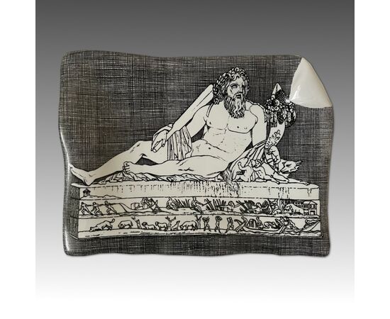 FORNASETTI, Posacenere scultura Allegoria del Nilo, ceramica decorata