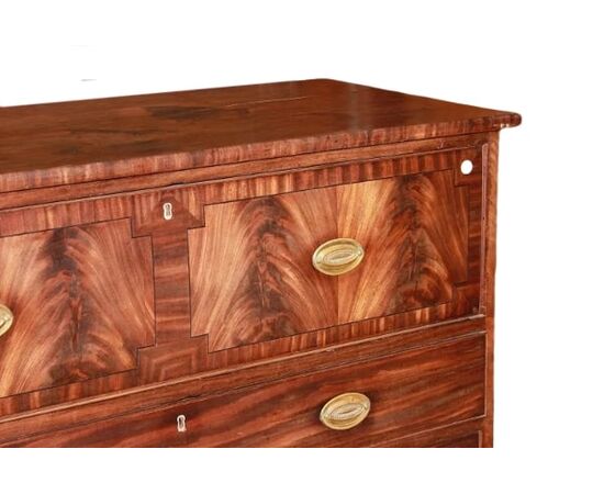 Cassettone Inglese del 1800 stile Vittoriano in legno di Mogano e Piuma di Mogano