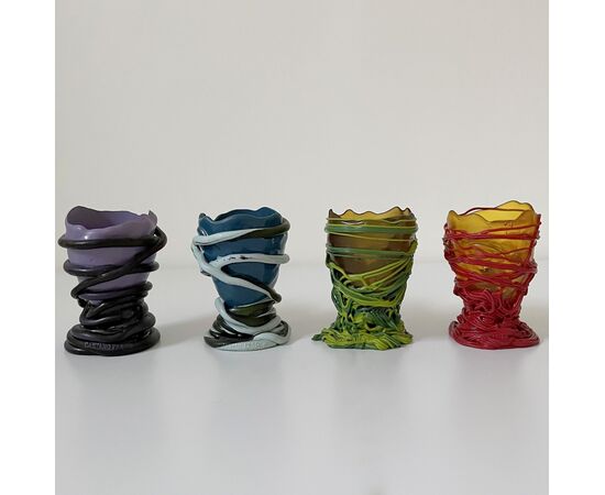 GAETANO PESCE, Fish Design, quattro vasi spaghetti resina colorata