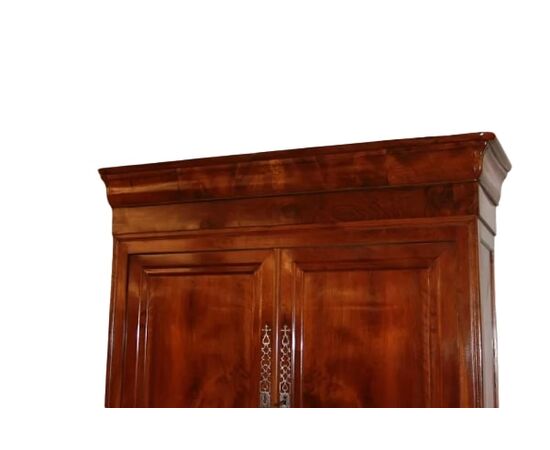 Credenza Doppio Corpo Francese in Legno di Noce del 1800 4 Ante