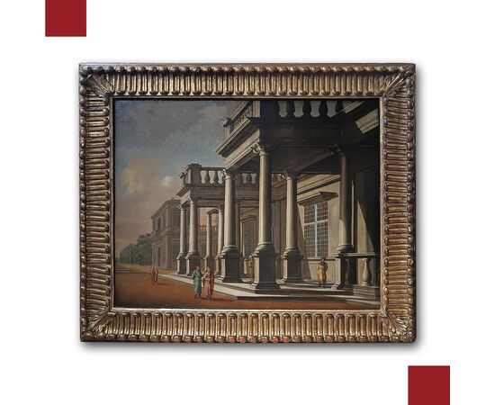 DIPINTO CON CAPRICCIO ARCHITETTONICO SECONDA META’ XVIII SECOLO 