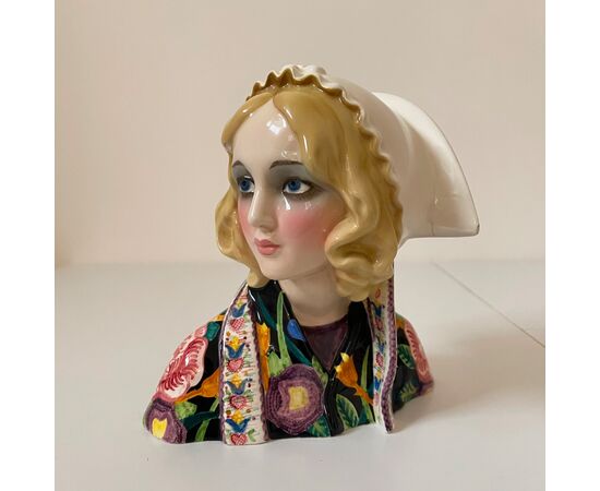 ESSEVI, Sandro Vacchetti, La campagnola bella, Scultura busto di donna ceramica