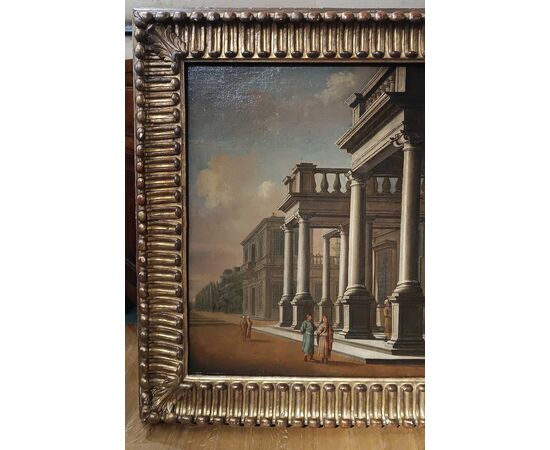 DIPINTO CON CAPRICCIO ARCHITETTONICO SECONDA META’ XVIII SECOLO 