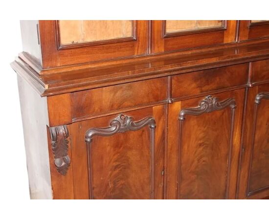 Libreria Bookcase Inglese Stile Vittoriano in Legno di Mogano XIX secolo