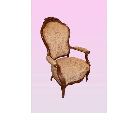 Coppia di poltrone stile Luigi Filippo in legno di noce del 1800