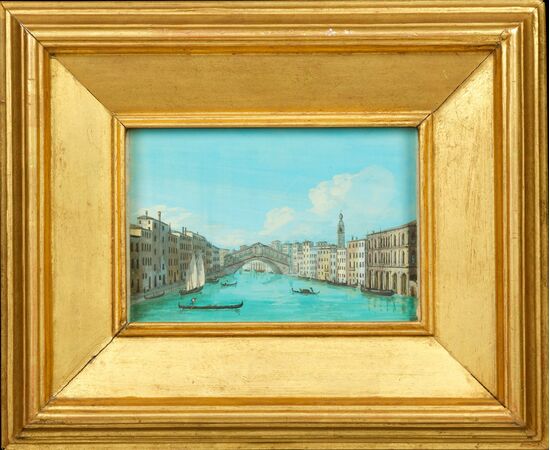 Carlo Grubacs (Venezia 1810/1820 – c.1870) - Il Canal Grande con il Ponte di Rialto