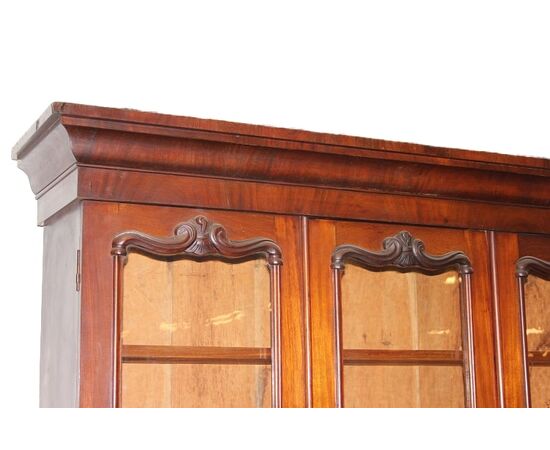Libreria Bookcase Inglese Stile Vittoriano in Legno di Mogano XIX secolo