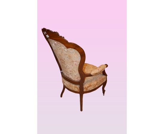 Coppia di poltrone stile Luigi Filippo in legno di noce del 1800