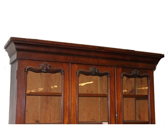 Libreria Bookcase Inglese Stile Vittoriano in Legno di Mogano XIX secolo