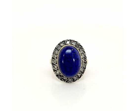 Anello in oro e argento con Lapis e Diamanti